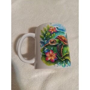 Sea Turtle Coffee Mug Ocean Beach Hawaiian‎ Floral Tropical Novelty Cup Gift